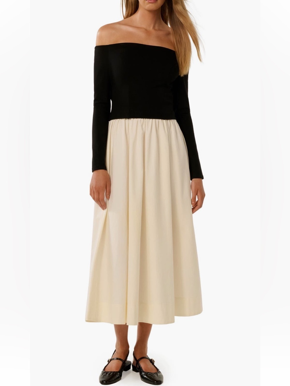 Ever New Savannah Off the Shoulder Long Sleeve Midi Dress